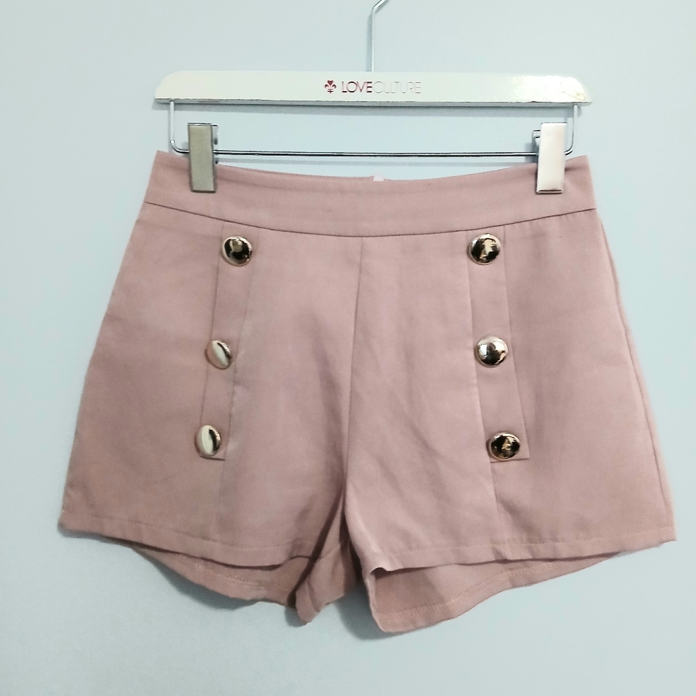 Shein Blush Buttoned High Waist Shorts